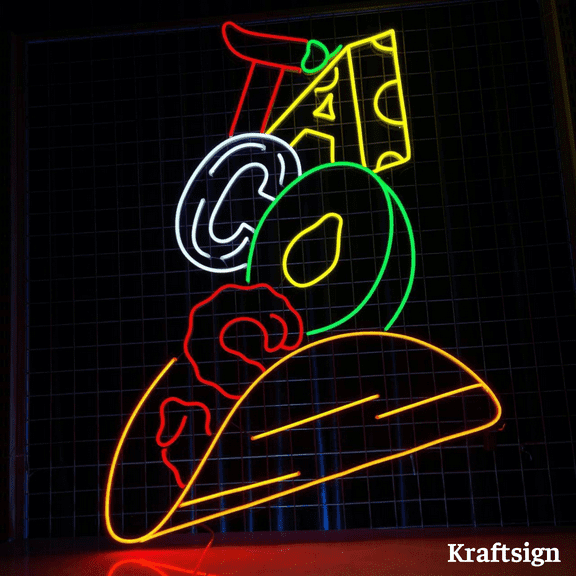 Craftnamesign Tacos Neon Sign, Mexico Food Decor, Tacos LED Signage