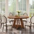 thumbnail image 3 of 47" Round Dining Table for 4, Wooden Farmhouse Kitchen Table, Sturdy Dinner Table for Family Meals & Gatherings (Vintage Brown), 3 of 7