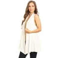 thumbnail image 2 of Women's Sleeveless Open Front Cardigan Lightweight Solid Drape Vest, 2 of 5