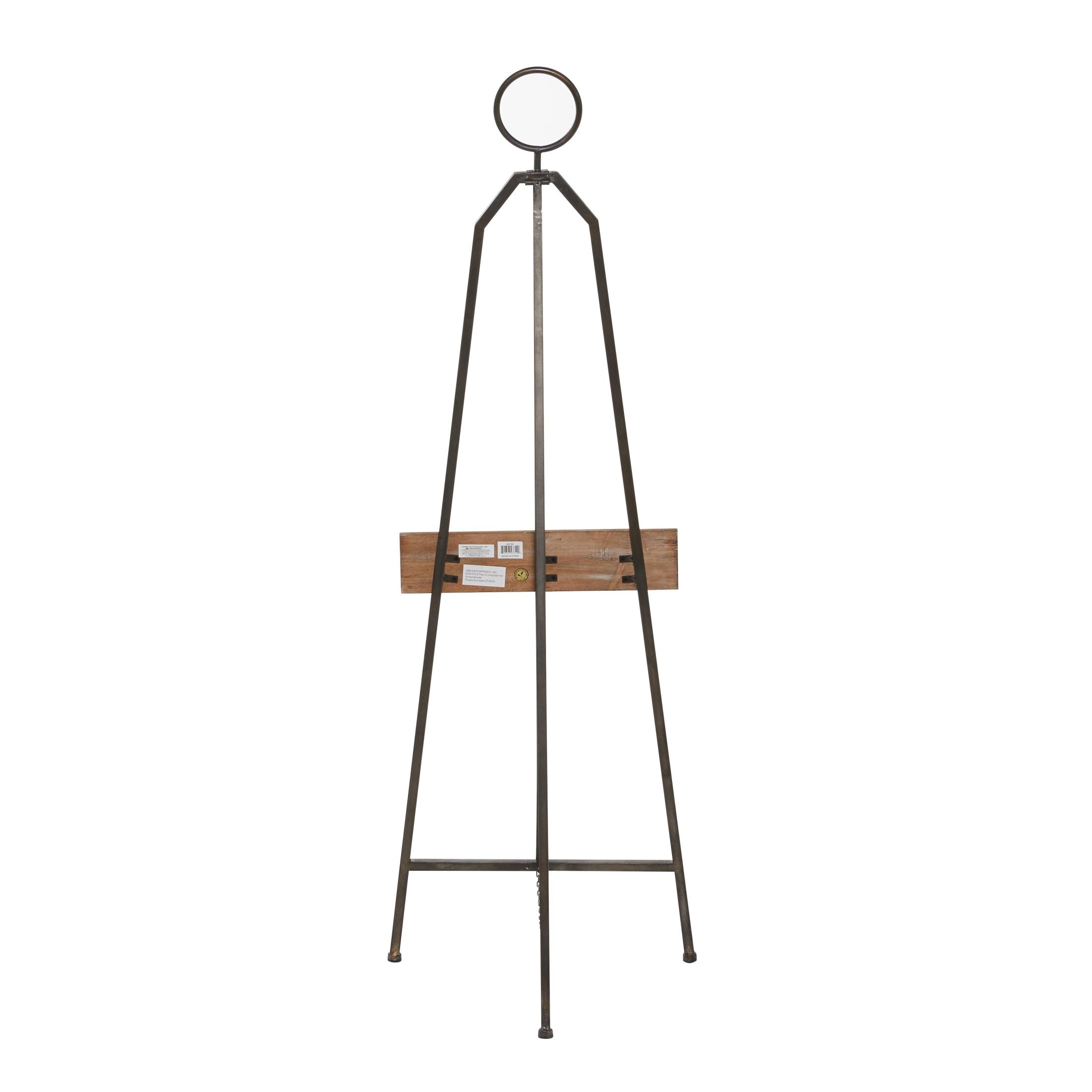DecMode Black Industrial Extra Large Standing Metal Easel, 16"W x 52"H,for Canvas Holder, Signs, Mirrors and Message Boards