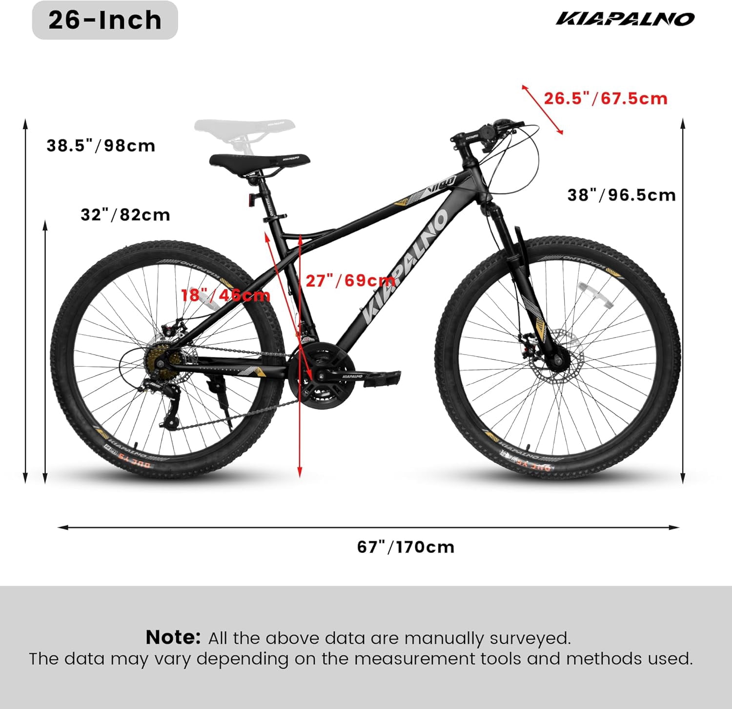 Mountain Bike, 26/27.5/29 Inch Mountain Bike for Men,Women, 1/8/21/24 Speeds with Mechanical Disc Brakes, High Carbon Steel/Aluminum Frame Adult Bicycle,Black