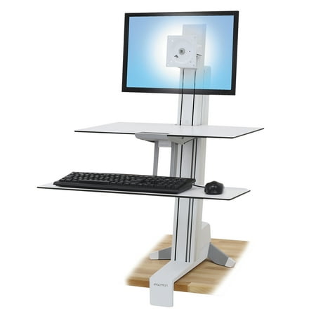 Ergotron WorkFit-S Sit-Stand Workstation w/Worksurface+, LCD LD Monitor, White
