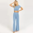 thumbnail image 6 of New Womens Homewear Sets Round Neck Short Sleeves T-Shirts Short Tops Wide Legs Trousers Casual Commuting, 6 of 6