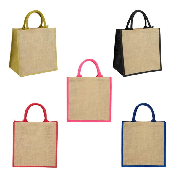 Paquete 60 piezas Bolsa de yute con interior plastificado rosa 30 x 30 x 19