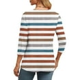 thumbnail image 5 of Elvqul Pullover Tops for Women Shirts V Neck Loose 3/4 Sleeve Striped Juniors Tops Comfortable, 5 of 7
