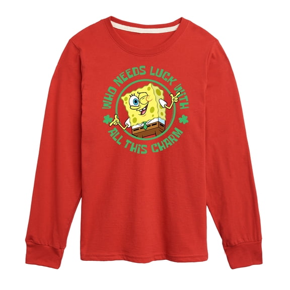 SpongeBob SquarePants - Who Needs Luck With This Charm - Toddler And Youth Long Sleeve Graphic T-Shirt