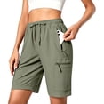 thumbnail image 2 of Women's Lightweight Hiking Cargo Shorts Quick Dry Athletic Shorts Camping Travel Golf Zipper Pockets Water Resistant Army Green M, 2 of 6