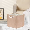 thumbnail image 5 of REGALWOVEN 13 Inch Square Fabric Collapsible Storage Basket Bin with Handle for Shelves Clothes Brown, 5 of 7