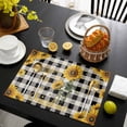 thumbnail image 3 of Sunflower Checked Placemats Set of 4, Vintage Garden Floral Bees Farmhouse Placemats for Dining Table, Place Mats for Kitchen Tabletop, Waterproof Wipeable Dining Table Mats Set, 3 of 9