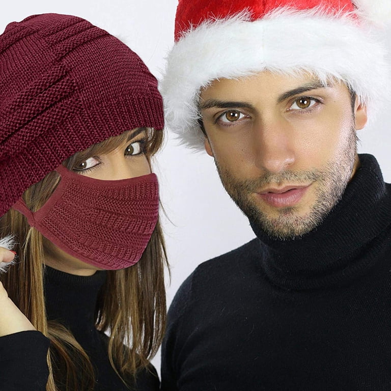Ludlz Winter Knitted Beanie Hat with Face Cover Warm Slouchy  display picture 3