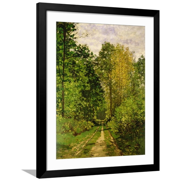 Art.com Wooded Path, 1865 Giclee Print by Claude Monet, Black Frame Wall Art, 32" x 40"