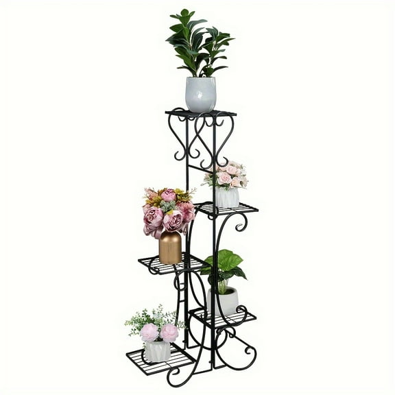 Plant Stand for Indoor Outdoor Plant, 42'' Tall Plant Stands Shelf, 5Potted Plant Holder Rack for Living Room Bedroom Window Patio Garden and Corner Balcony