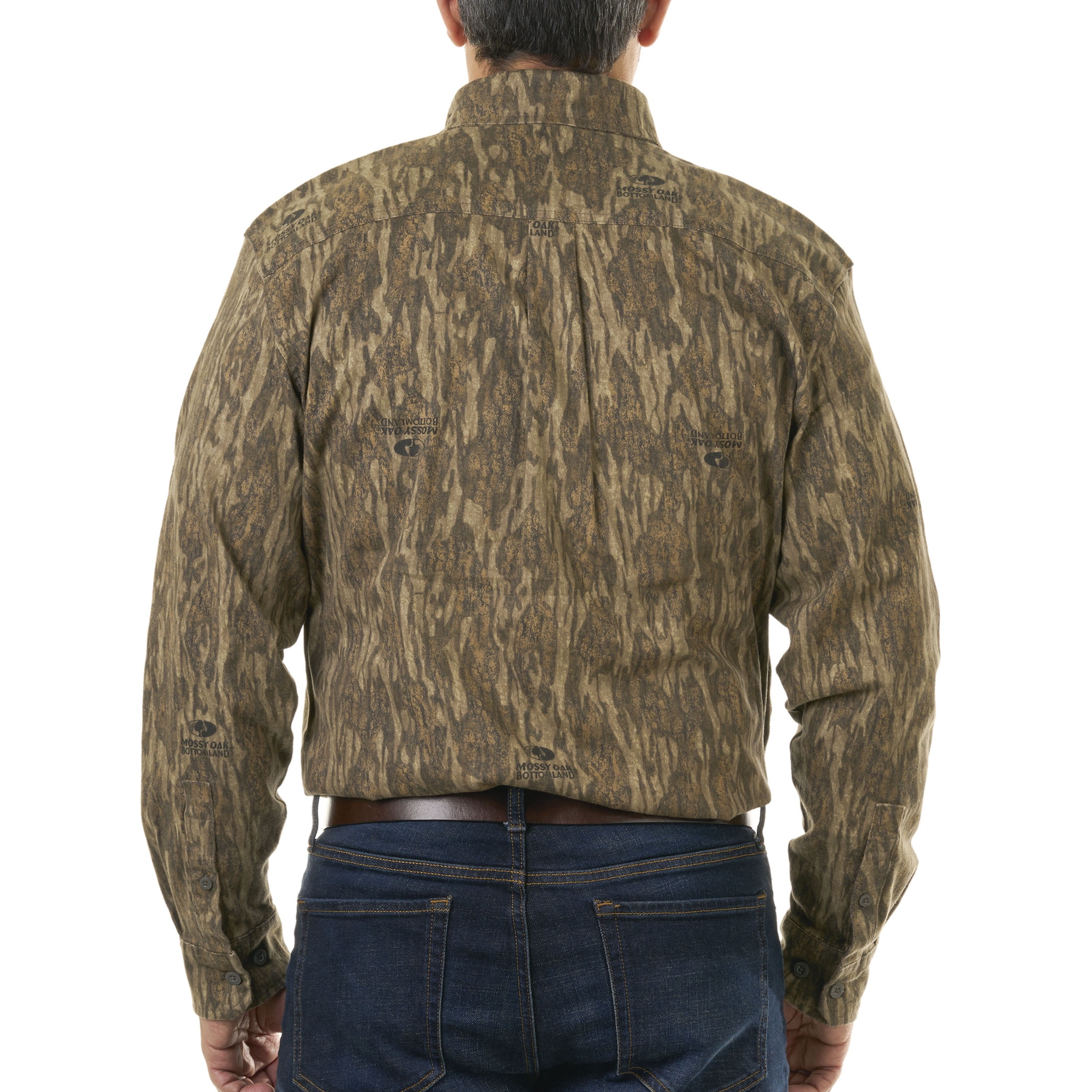 Mossy Oak Bottomland Men's Flex Twill Hunting Shirt, Long Sleeve, Sizes S-3XL