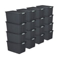 thumbnail image 1 of Sterilite 16 Pack 34 Gal Latch Tote, Stackable Plastic Storage Bin, Gray/Green, 1 of 7