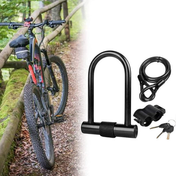 KSCD Antivol de vélo, antivol en U pour vélo, antivol de vélo robuste,  antivol en U de 14 mm et câble de sécurité de 1 pied de long avec support  de montage