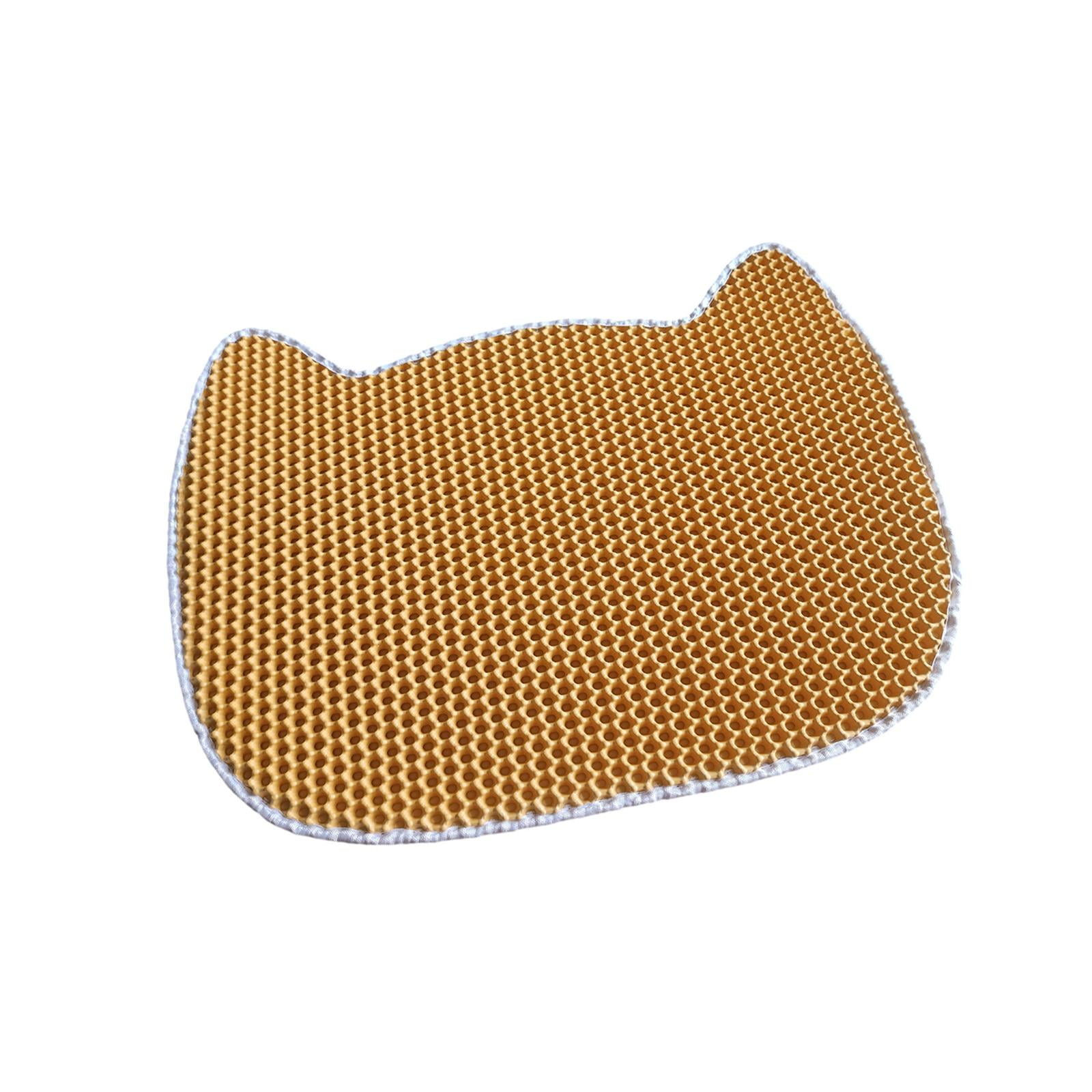 Cat Litter Mat Double Layers Durable Washable for Indoor Cats Cat Litter Pad Orange
