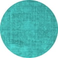 thumbnail image 1 of Ahgly Company Machine Washable Indoor Round Oriental Turquoise Blue Industrial Area Rugs, 8' Round, 1 of 4