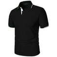 thumbnail image 6 of Afdoent Golf Polo Shirts For Men Solid Color Versatile Male Leisure Loose Collar Button Open Collar Ribbed Sports Short Sleeve Shirt Classic Sport Shirts, 6 of 6