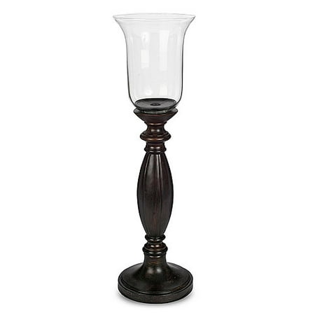 Tall Wood & Glass Candle Holder