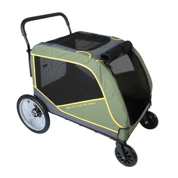 4 Wheel Foldable Pet Stroller for Dog, Extra Large Dog Stroller with 5 Sided Breathable Window, Dog Carts with 4 Wheels, 80kg Load Capacity, Dog Carriage for Outdoor Travel