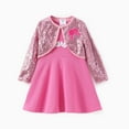 thumbnail image 5 of Barbie Grils Dress Set Letter Embroidered Sleeveless Dress with Sequins Long Sleeve Cardigan 2 Pieces Outfit Set Sizes 3-9, 5 of 7