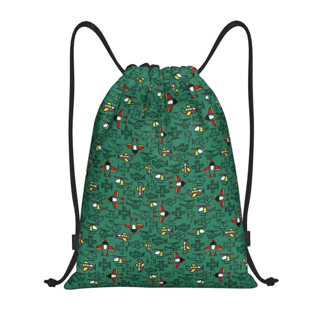 Fotbe Cartoon Air Transportation Bolsa Mochila con Cordón Estampada, Bolsa de Gimnasio Deportiva, Bolsa Cinch, Bolsa con Cordón para Hombres y Mujeres-Medium