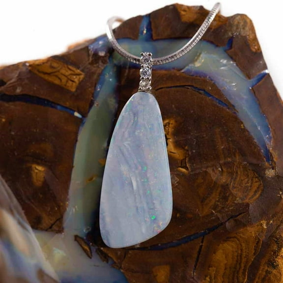 EASTER SUNDAY STERLING SILVER AUSTRALIAN WHITE OPAL NECKLACE