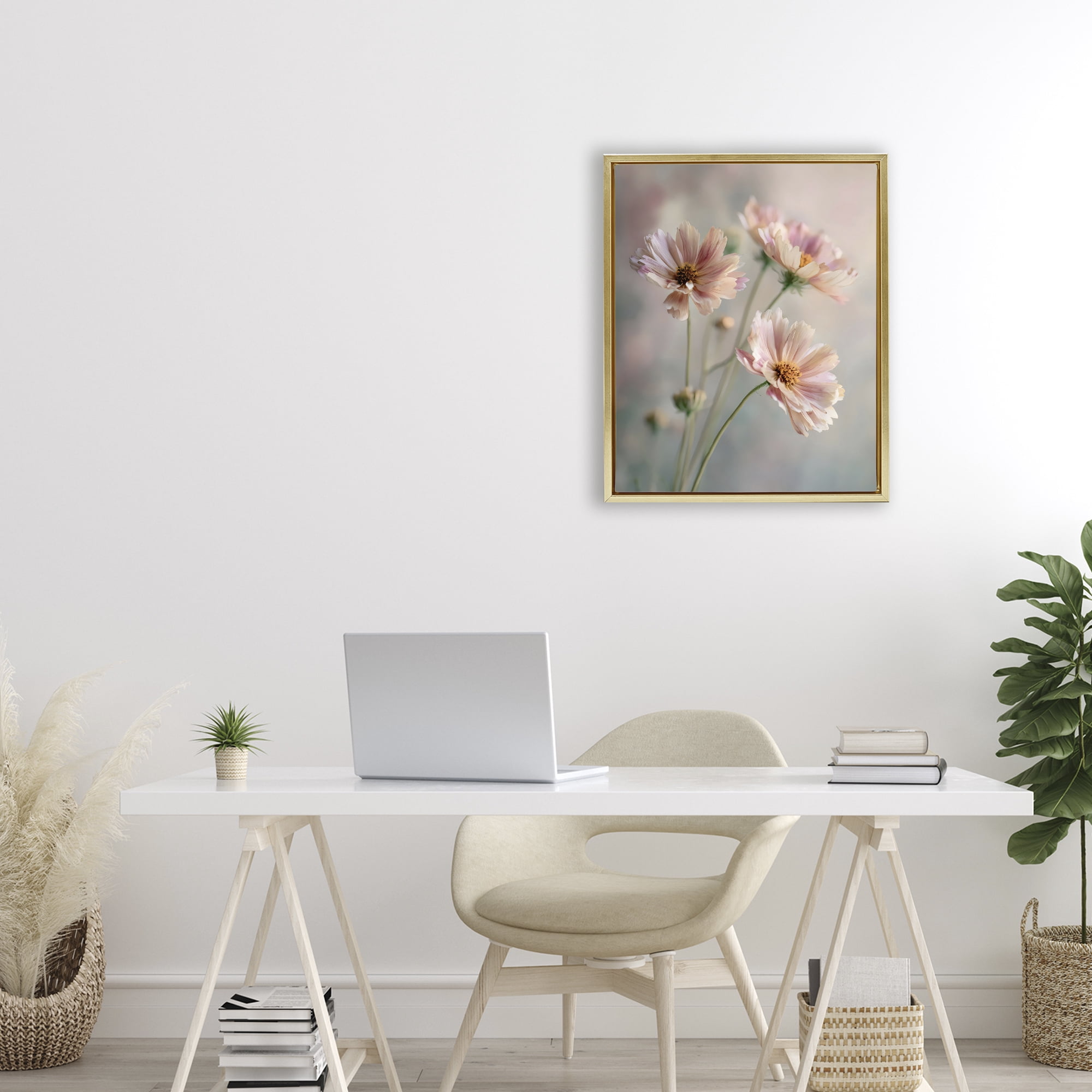 Stupell Industries Pink Daisies Close Up Gold Framed Floater Canvas Wall Art, design by Franklyn Gregory