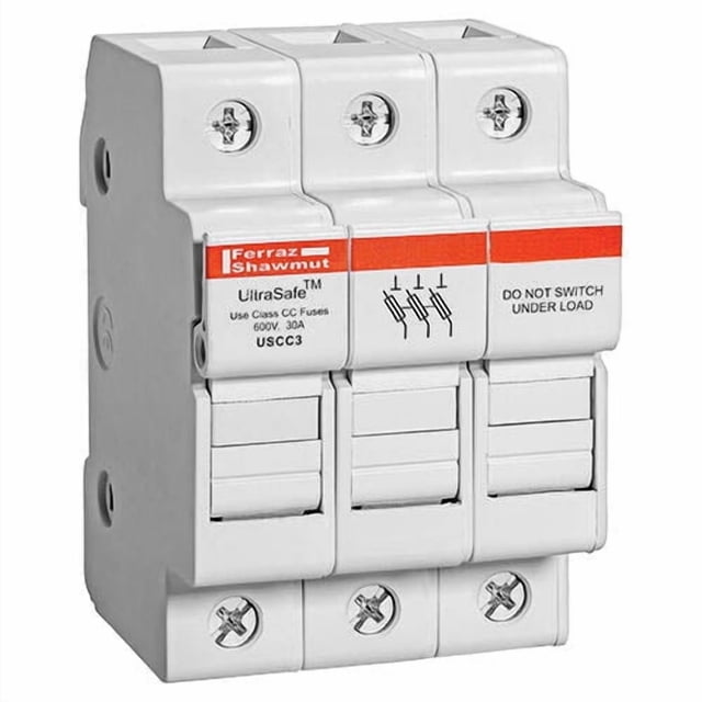 USCC3 - FUSE HOLDER 30A 600VDC/600VAC DIN RAIL CLASS CC 3 POLES