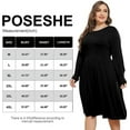 thumbnail image 3 of POSESHE Women's Plus Size Winter Casual Dress,Long Sleeves,Loose Flowy Dress With Pockets,Black,L, 3 of 6