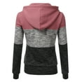 thumbnail image 3 of Doublju 3 Color Block Fleece Basic Zip-Up Hoodie Jacket, 3 of 3