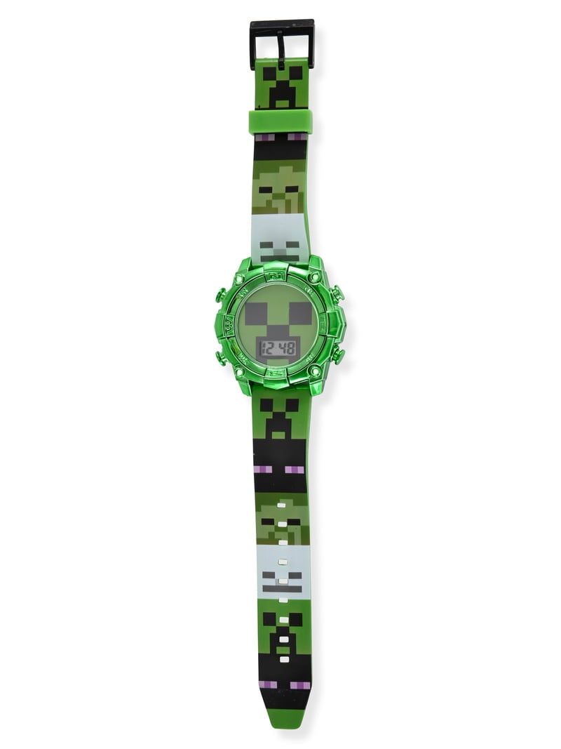 Minecraft Creeper Unisex Child Green LCD Watch, MIN4299WM