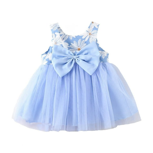 Xijirk Baby Girl 3M-2Y Summer Princess Beach Ruffles Mesh Dress & Bow Set