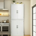 thumbnail image 3 of DIYART 71" Farmhouse Pantry Cabinet, Tall Storage Cabinet with 4 Doors and Adjustable Shelves, Freestanding Pantry for Dining Room, Kitchen, and Living Room, White, 3 of 8