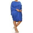 thumbnail image 2 of MOA COLLECTION Women's Plus Size Solid Loose Fit 3/4 Dolman Sleeve Casual Midi Dress, 2 of 5