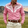thumbnail image 2 of Mens Shirts Casual Allover Print Long Sleeve Button Down Top Western Cowboy Theme Carnival Dress Comfortable Shirt for Men Pink XXL, 2 of 5