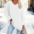 thumbnail image 2 of Breezora Tunique à Col Rond Surdimensionnée pour Femmes, Chemise à Manches Longues Rayée, Blouse Douce et Ample, Tenue Décontractée Décontractée, Confort Quotidien 2026, Taille P, Blanc, 2 of 5