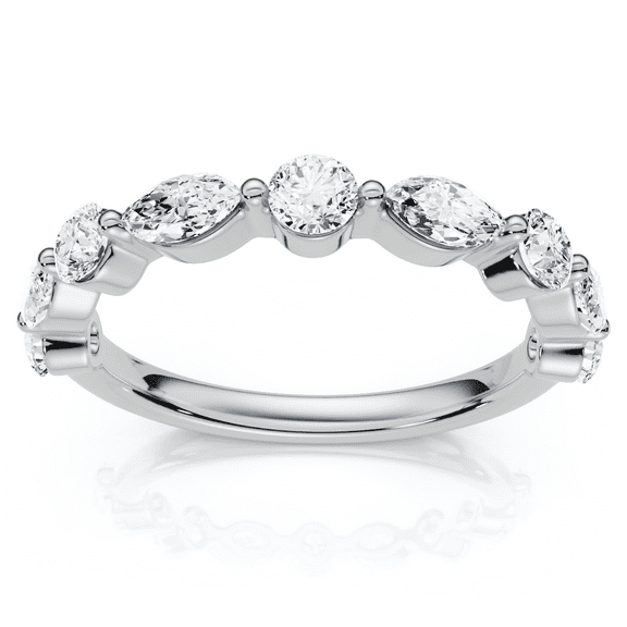 Pompeii 3/4Ct Marquise & Round Diamond Stacking Band 14k Gold or Platinum Lab Grown