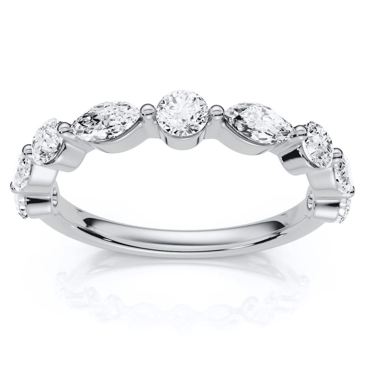 Pompeii 3/4Ct Marquise & Round Diamond Stacking Band 14k Gold or Platinum Lab Grown