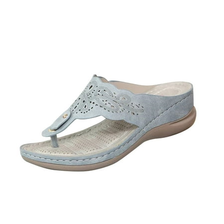 

VerPetridure Summer Sandals for Women 2023 Women s Wedge Heel Flip Flops Multicolor Embroidered Sandals Slippers