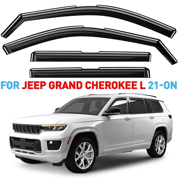 GrandWheel Co Window Deflectors Smoke Tinted In-Channel Side Window Vent Visor Deflectors Rain Guards Compatible with Jeep Grand Cherokee L 2021-2026 - 4pcs. GW1003
