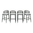 thumbnail image 2 of Amara Modern Outdoor Patio Barstools, Iron Frame, Scallop-Shaped Backrest, Matte Black, Set of 4, 2 of 10