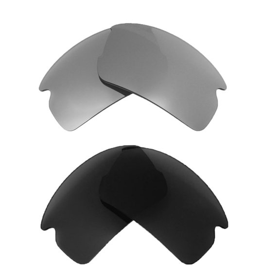 Walleva Polarized Titanium Black Replacement Lenses For Oakley Flak 2.0 Sunglasses