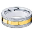thumbnail image 2 of Silly Kings Jewelry Tungsten Wedding Band Yellow Gold Tungsten Ring 8mm Tungsten Band Grooved (7), 2 of 3