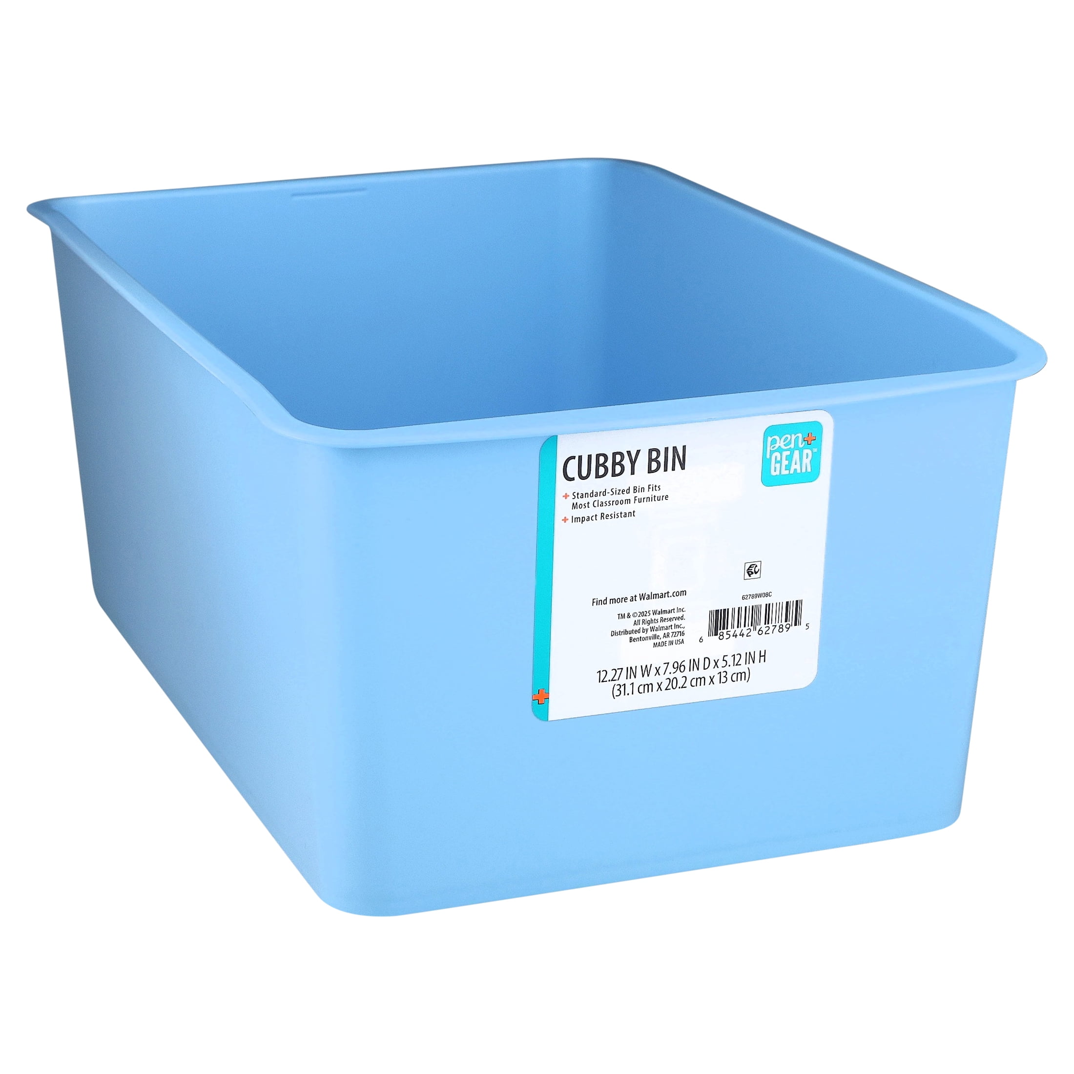 Pen+Gear Victory Blue Plastic Cubby Bin, 12.27 x 7.96 x 5.12 in