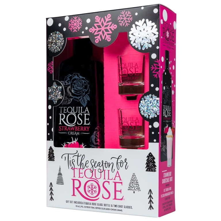 Tequila Rose Strawberry Cream Liqueur Gift Pack, 750 ml Bottle, 15