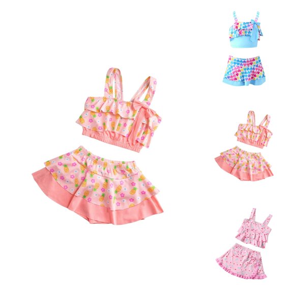 Girls Swimwear Girls Beach Swimwear Girls Swimwear for Girls Swimwear Two-Piece Bathing Suit for 3 to 14 Years Lightweight Durable Quick-Dry Suitable for Pool Beach and Indoor/Outdoor Swim
