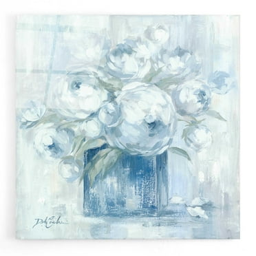 Epic Art 'White Peonies' by Debi Coiules, Acrylic Glass Wall Art, 12"x12"