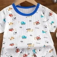 thumbnail image 4 of NIEWTR Baby Toddler 2-Piece Loungewear Short Sleeve Top and Pull-on Shorts Soft Pajamas Set for 6 12 18 24 Months 2T 3T Casual Summer(A-Blue,6-12 Months), 4 of 4