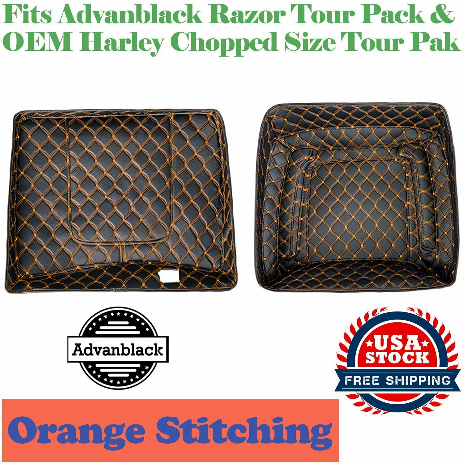 Advanblack Tour Pack Liners Orange Thread Stitching Touring Pak Inserts Fits for Advanblack